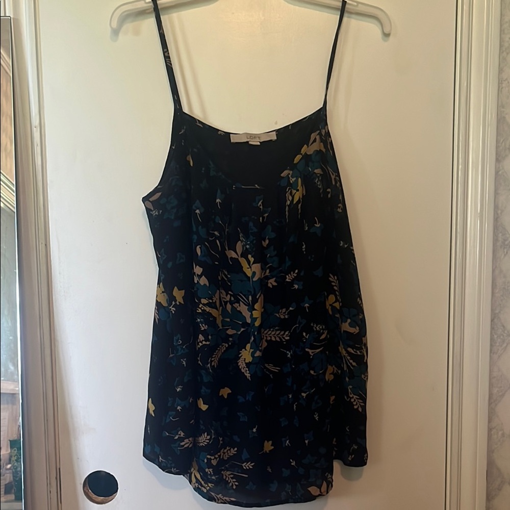 LOFT Navy Floral Relaxed Camisole Top